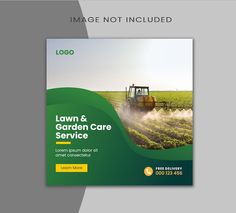 a brochure for lawn and garden care service with a tractor in the background