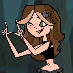 a cartoon girl holding scissors in her right hand