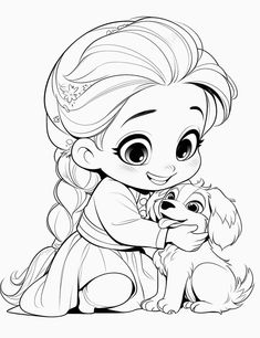 the princess and her puppy coloring pages for kids to print out on their own walls