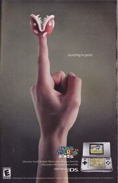 an advertisement for the nintendo wii game system with a hand holding up a video game controller