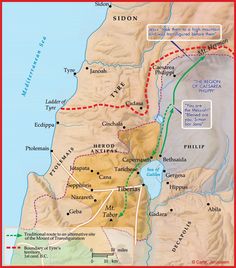 a map of the kingdom of sidon and its surrounding areas, including two major cities