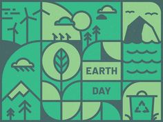 the earth day poster is green and black