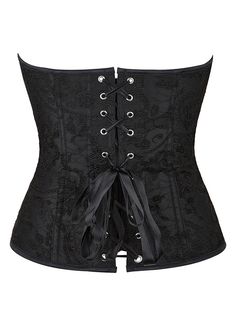 Black Brocade Jacquard Corset With Hip Gores     Type: Overbust Corset     Style: Sexy     Design: Cord Lacing,Brocade Jacquard     Fabric: Brocade     Shown Color: Black     Weight: 0.5kg     Occasion:These fashion corsets are perfect for parties,cosplay,club, a night out, or just a bedroom lingerie. It will make you look and feel amazing. Black Lace Overbust Corset, Black Lace Underbust Corset, Marie Antoinette Dresses, Corset And Skirt, Black Lace Corset, Bustle Dress, Hoop Skirt, Corset Fashion, Overbust Corset