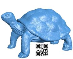 a close up of a plastic turtle with qr code on it's chest