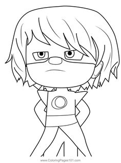 a cartoon girl with an evil look on her face and eyes, in black and white