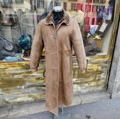 Cappotto donna lungo pelle montone shearling anni 80 90 originale vintage taglia XL