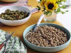 there is a bowl of beans on the table