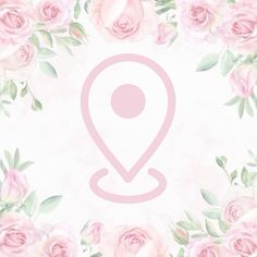 pink roses and green leaves are arranged around the letter q on a light colored background