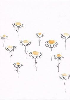 a drawing of daisies on a white background