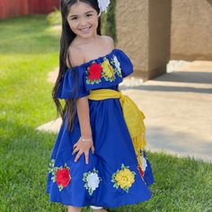 Cotton Fabric With Elastic In The Waist And Arms Include Rebozo And Crinoline Mexican Dresses For Kids, Girl Silk Dress, Ruffle Layered Dress, Floral Spaghetti Strap Dress, Mexican Birthday, Girls Sweater Dress, Mexican Outfit, Mexican Dress, Rompers For Kids