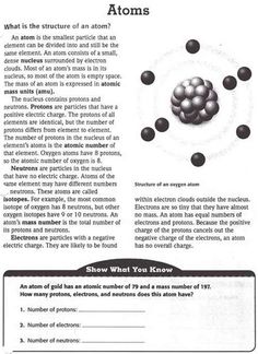 an article about the structure of atomic and its properties, including numbers, symbols, and other things