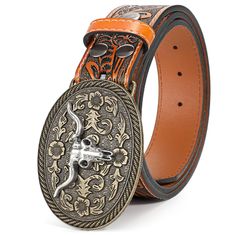 PRICES MAY VARY. Unique Carving Patterns: High quality mens western leather belt, exquisite oiledge craft, fit and comfort. Western-inspired leather buckle belt featuring embossed pattern adds the perfect touch to any pair of jeans, pants. Cowboy cowgirl belts for men and women. Removable Alloy Buckle: Snap system for interchanging buckles making it for anyone everyday use and different occasions: a country concert, cowboy theme birthday gathering, rodeo etc. Embossed cowboy belt leather fits th Cowboy Theme Birthday, Birthday Gathering, Western Leather Belt, Mens Belts Casual, Mens Leather Belt, Belt For Jeans, Cowboy Belt Buckles, Cowgirl Belts, Leather Fits