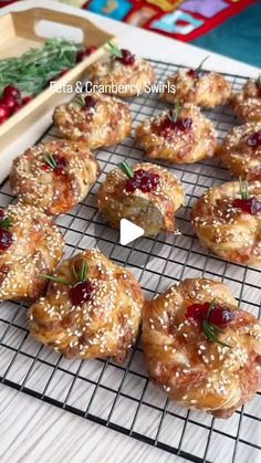 cranberry danish bites on a cooling rack