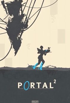 the poster for portal 2 is shown with an image of a person running in front of wires