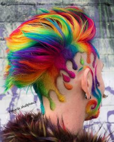 Mens Hair Colour, Rainbow Hair Color, Hair Color Crazy, Men Hair Color, Punk Hair, Creative Hairstyles