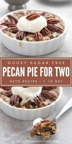 pecan pie for two with text overlay