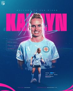 a woman soccer player is featured in the poster for her team's upcoming match