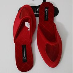 Inc International Concepts Red Mesh-Heart Slippers Women's Small Inc International Concepts Brings Some Serious Heart To Your Relaxing Looks With These Slippers Styled With Ultra-Cute Mesh Heart Details. Size: Small (5-6). Color: Red Pointed Toe Special Features: Mesh Heart Detail At Upper Created For Macy's Polyester/Spandex Spot Clean Only New With Tag Heart Slippers, Inc International Concepts, Womens Slippers, Polyester Spandex, Cosplay Costumes, Special Features, Slippers, Mesh, Spandex