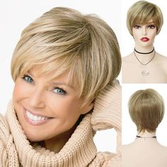 45295820898526 Mommy Wig, Blonde Wig With Bangs, Kort Bob, Ombre Blond, Stylish Short Hair, Natural Hair Wigs, Bob Seger, Shorter Hair, Short Human Hair Wigs