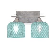 two light bathroom fixture with frosted glass shades on the front and back of it