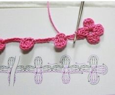 the crochet pattern is being worked on