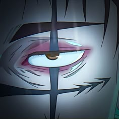 an animated image of a person's eye with blue and pink irises on it