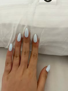 Light blue nails Icy Baby Blue Nails, Light White Blue Nails, Lights Blue Nails, Hoco Nails For Light Blue Dress, Super Light Blue Nails, White Light Blue Nails, Ice Blue Nails Acrylic, Really Light Blue Nails, Frosted Blue Nails