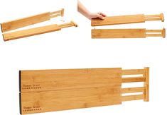 PRICES MAY VARY. Bamboo Imported THE THOMAS GRACE ADJUSTABLE & STACKABLE DRAWER DIVIDER & ORGANIZER are made of 100% natural eco-friendly Bamboo. 
 The Dividers are adjustable by pushing the two ends together, engaging the internal tension spring mechanism that will push against the inside of the drawer, when you release it, and hold the divider in place. 
 Each end of the divider has a soft grip pad that protects the inside of your drawer and also helps hold the divider in place. A little arm s Kitchen Drawer Dividers, Baby Drawer, Utensil Drawer Organization, Silverware Organization, Craft Cart, Bamboo Kitchen, Wine Rack Cabinet, Drawer Inserts, Drawer Divider