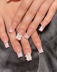 February Birthday Nails, French Tips Pink, Birthday Nail Ideas, Pink Nail Ideas, Pink Tip Nails, Birthday Nail, Brown Acrylic Nails, White Coffin Nails, Plain Nails