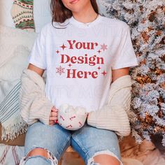 White Comforter, Christmas Tshirt, Holiday Shirt, Brand Image, Tshirt Mockup, Shirt Mockup, Holiday Shirts, Free Mockup, Baby Bag