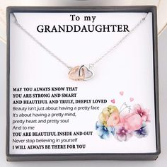 Interlocked Heart Necklace - To My Granddaughter - Never Stop Believing In Yourself - Gnp23001 Mimi Quotes, Granddaughter Jewelry, Son Quotes From Mom, Presents For Family, Never Stop Believing, Family Poems, Granddaughter Necklace, To My Granddaughter, Believing In Yourself