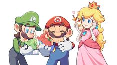 mario, princess peach and luigi are standing next to each other