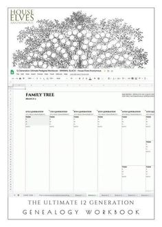 the ultimate family tree worksheet is shown in black and white, with an image of