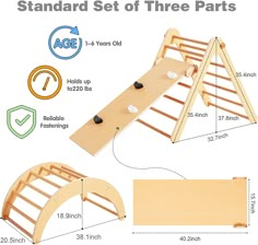 the standard set of three parts is shown with instructions for how to build it and what to use them