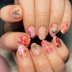 NAILS BY KIRSTEN (@nailsbykirsten) • Instagram photos and videos Colourful Christmas Nails, Christmas Inspo Nails, Christmas Nails 2024, Girly Christmas Nails, Nails Christmas Designs, Cute Holiday Nails, Mismatched Nail Art, Xmas Nails Christmas, Christmas Nails Cute