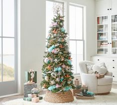 a decorated christmas tree in a living room