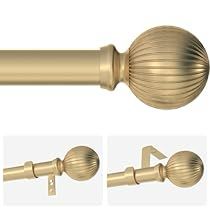 four different types of curtain rods and pulls on a white background, including the top one in gold