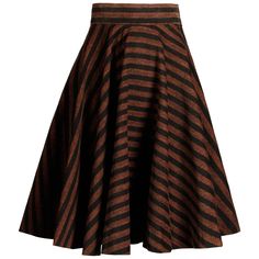 Vintage 1950s circle skirt in a brown and black striped corduroy style fabric. Unlined with side metal zip and hook closure. Fits like a modern XS. The waist measures 22", hips free, seam allowance 2", and the total length 25.5". Excellent vintage condition with no noted flaws. 1920s Skirt, 1950s Circle Skirt, Chocolate Collection, Dessert Cafe, Gold Dessert, Brown Jumpsuits, 1950s Outfits, Chocolate Gold, Seam Allowance