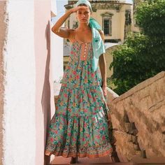 Casual Summer Maxi Dress, Hippie Elegante, Egirl Outfits, Cake Skirt, Long Slip Dress, Long Slip, Loose Maxi Dress, Bohemian Print, Beach Maxi Dress