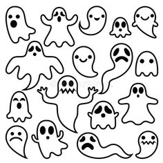 black and white halloween ghost clipart