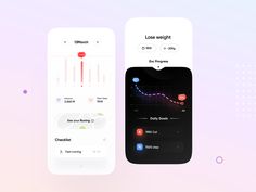 two smartphones with different app screens on them, one showing sleep cycle and the other displaying heart rate