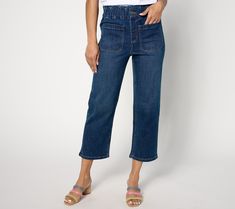 Those denims you wear on the daily? It's time to ditch them for something far better suited for the spring and summer. These cropped jeans are just the thing. Wear them in the warmer weather for easy-to-pair casual style that's cooler yet still provides the coverage your crave. Added bonus: The shorter length lets you show off those new chic sandals! From Denim & Co.® Fashions. Denim Blue Non-stretch Cropped Jeans, Non-stretch Denim Cropped Jeans With Pockets, Non-stretch Five Pockets Dark Wash Cropped Jeans, Mid-rise Medium Wash Denim Capris, Non-stretch Medium Wash Denim Pants, Chic Sandals, Easy Stretches, New Chic, Cropped Jeans