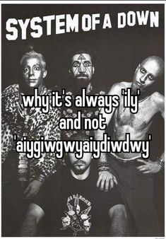 two men and one woman with the words system of a down