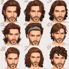 the different facial expressions and hair styles for males are shown in this screenshote