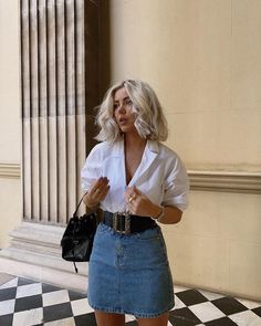 Chique Outfit, Fest Outfits, Denim Skirt Outfits, Outfit Chic, American Beauty, Looks Chic, Trend Fashion, Outfits Casual