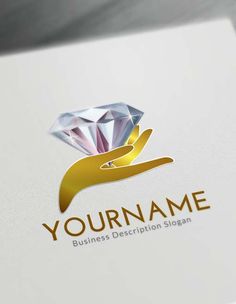 diamond ring logo design on white paper with gold and silver color, this logo is suitable for