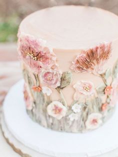 a close up of a cake on a table