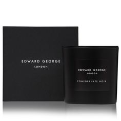 edward george london scented candle in black box with white lettering on the front and inside