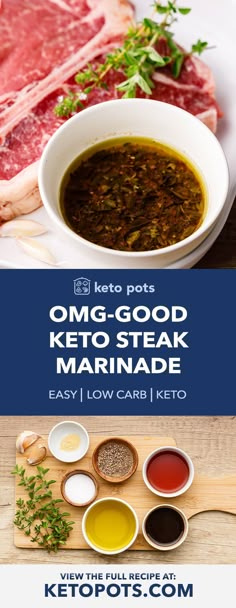 the keto steak recipe is shown with other ingredients