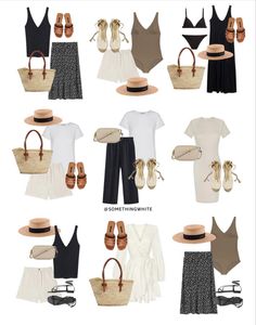 Black Tan And White Outfit, Parisian Summer Outfits 2023, Summer Everyday Outfits 2023, Spring Italian Outfits, Outfits For Mexico, Mode Tips, Capsule Wardrobe Outfits, Fashion Capsule Wardrobe